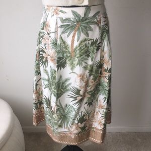 Brooks Brothers Silk Floral Print Midi Skirt
